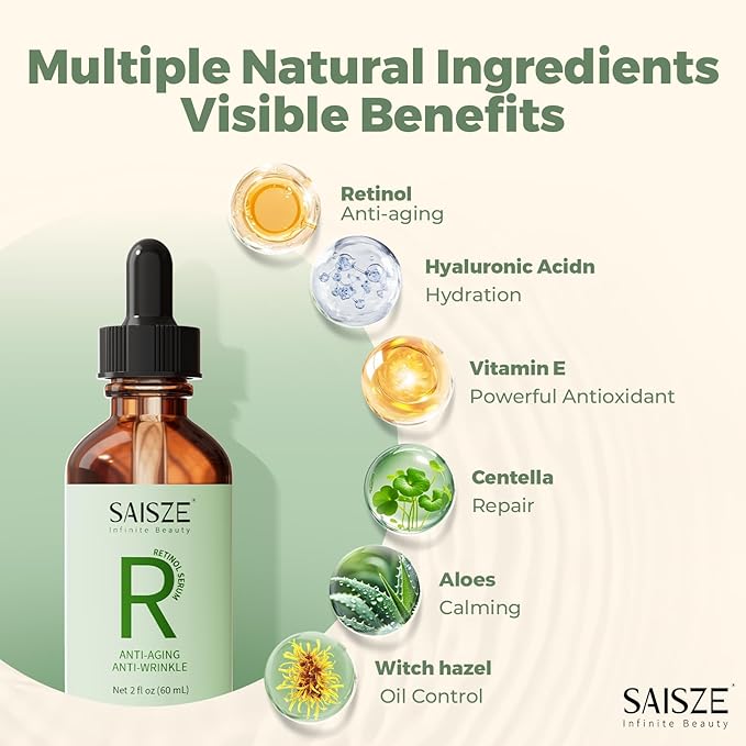 Retinol Face Serum, Anti Aging Face Serum for Fine Lines, Wrinkles & Premature Sun Damage, Skin Care for Resurfacing & Hydration, 2 Fl Oz
