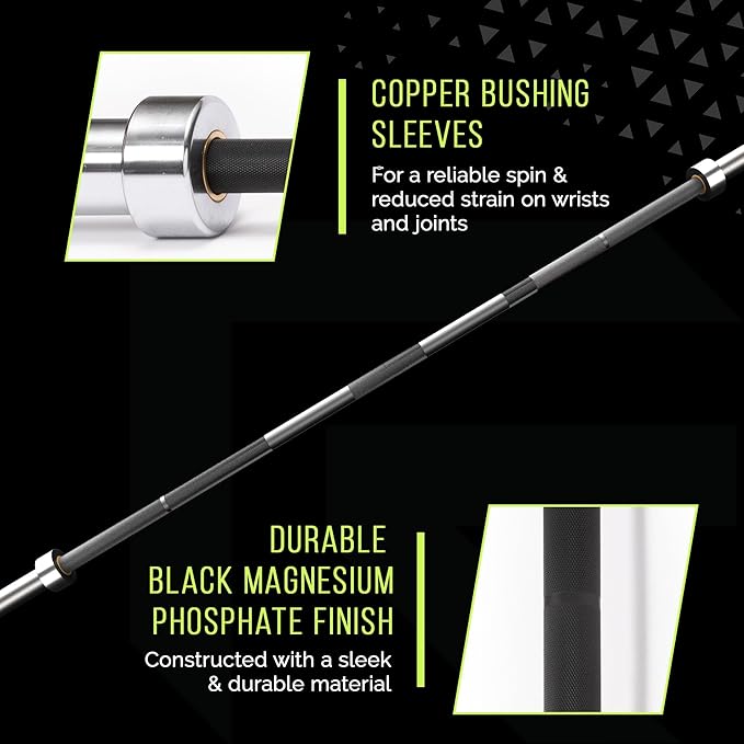 Black Men’s Elevation Barbell (7FT) (44LBS Bar Weight) (1500LBS Weight