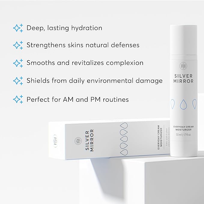 Silver Mirror Everyday Cream Moisturizer (1.7 Fl Oz), Face Moisturizer, Long Lasting Hydration to Plump and Protect, Fast Absorbing, Face Cream for Women, for All Skin Types