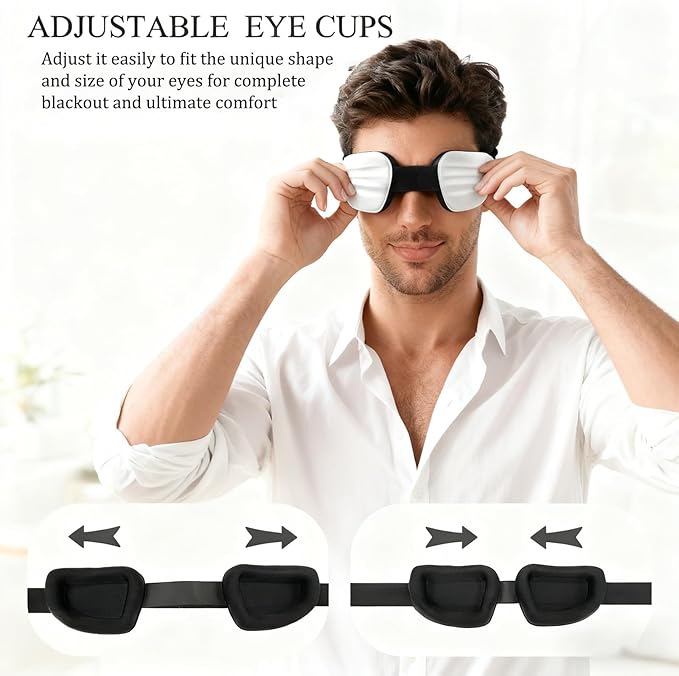 Fismool 100% Blackout Sleep Eye Mask for Women Men, Zero Pressure Sleeping Mask - Sleeping Mask and Eyelash Friendly Night Blindfold, Adjustable Ultra Soft Comfortable for Dry Eye Mask (Gray)