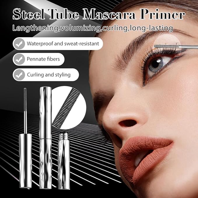 Iron Wand Mascara, 2026 New Length Curl Waterproof Quick-Drying Mascara, Waterproof Sweatproof Lengthening Curling Long Lasting Smudge Proof Tubing Mascara for Natural Lengthening (Black 2Pcs)