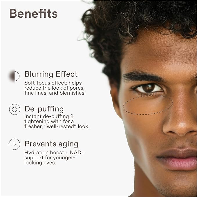 Enhanse Under Eye Gel for Men, Caffeine Eye Cream, Peptides, RejuveNAD, Instant Tightening, Brightening, Depuffing for Under Eye Bags, Blurs Fine Lines and Dark Circles, 0.5 Fl Oz