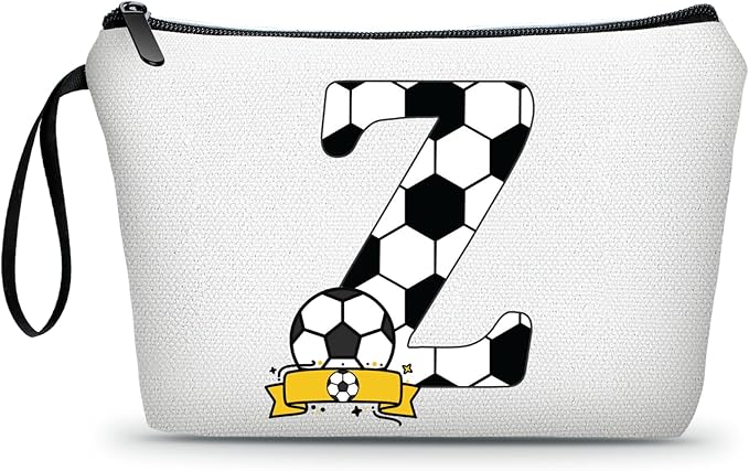 ARIOSEY Soccer Gifts Personalized Soccer Ball Cosmetic Bag for Purse Birthday Inspirational Gifts for Girls Women Team Coach Mom Stuff Travel Organizer-Z