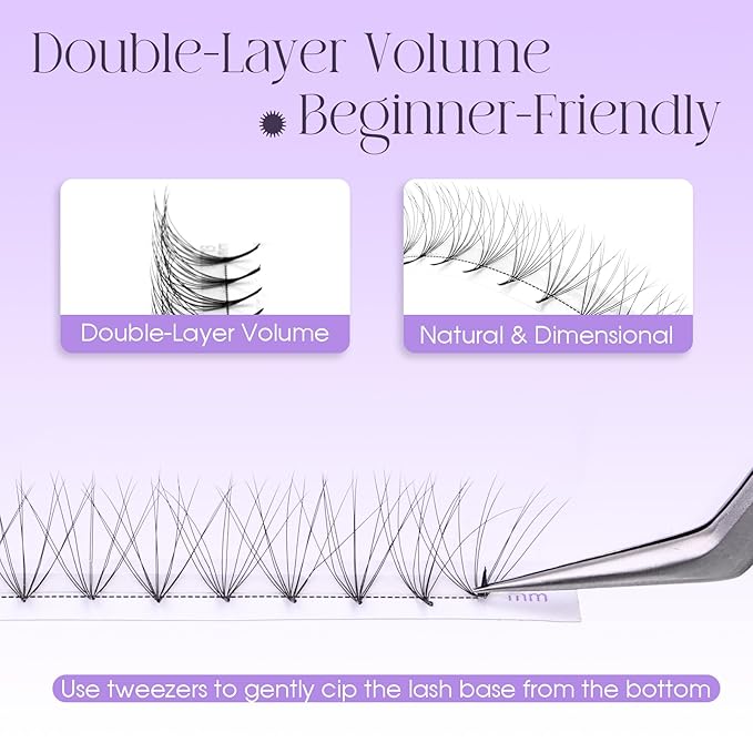 Premade Fans Eyelash Extensions Double Layers 0.07 D Curl Volume Pre Made Lash Fans 5D Thickness Fluffy Premade Easy Fan Lashes (5D-0.07D-8-14mm)