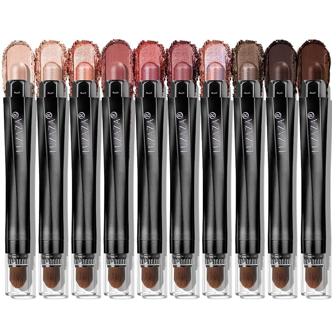 Red Eyeshadow Stick Makeup Set 10PCS, Neutral Shimmer And Matte Cream Eye Shadow Palette, Metallic Bronze Smoky Eyeliner Brightener Crayon Pencil Kit, Ideal Gift for Women -Cashmere Blush