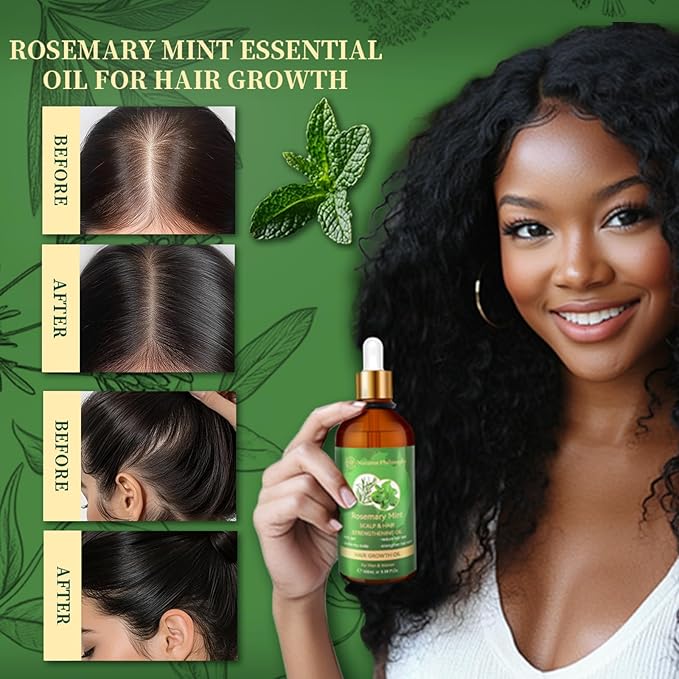NP NATURES PHILOSOPHY Rosemary Oil for Hair Growth, Hair Growth Oil 3.38 fl oz, Anti-Hair Loss, Quickly Absorbed & Non-Greasy, Aussie Organic Hair Serum for All Hair Types, for Men and Women -100ml | For Hair Growth, Strengthens, Thickens Hair, Scalp Care