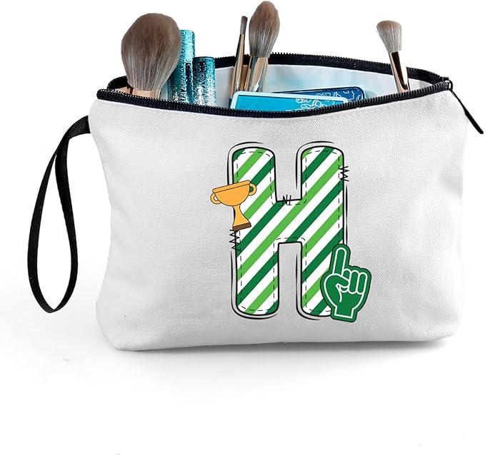 ARIOSEY Football Initial Birthday Graduation Gifts Cosmetic Travel Toiletry Bags Football Accessories Party Favors for Women Girls Daughter Niece Team Coach Friends -H
