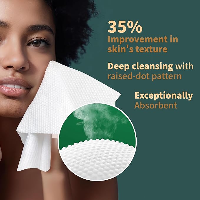 Ourmed Life Disposable Face Towels, Clean Facial Wash Cloth without Lint, Biodegradable Cleansing Dry Wipes, Skincare and Makeup Remover Towels for Sensitive Skin (Unscented, 50 Count, Pack of 1)