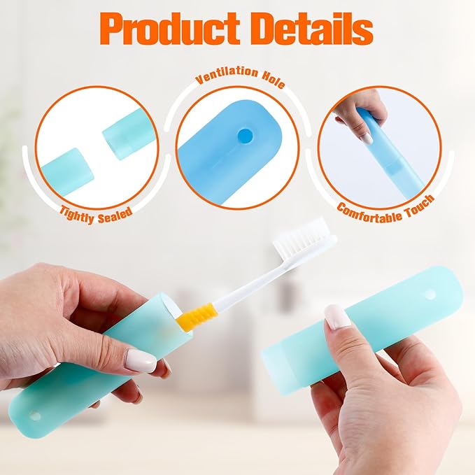 40 Pieces Travel Toothbrush Case Holder, Portable Plastic Breathable Toothbrush, Plastic Container for Travel, School, Home, Camping, Indoor, Outdoor (7 Assorted Colors)
