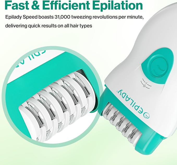 Epilady Face & Body Hair Removal Device Bundle | Speed Corded Epilator + Esthetic Facial Hair Removal for Women | Epilator for Women Legs, Arms, Underarms, Face, Bikini (Green)