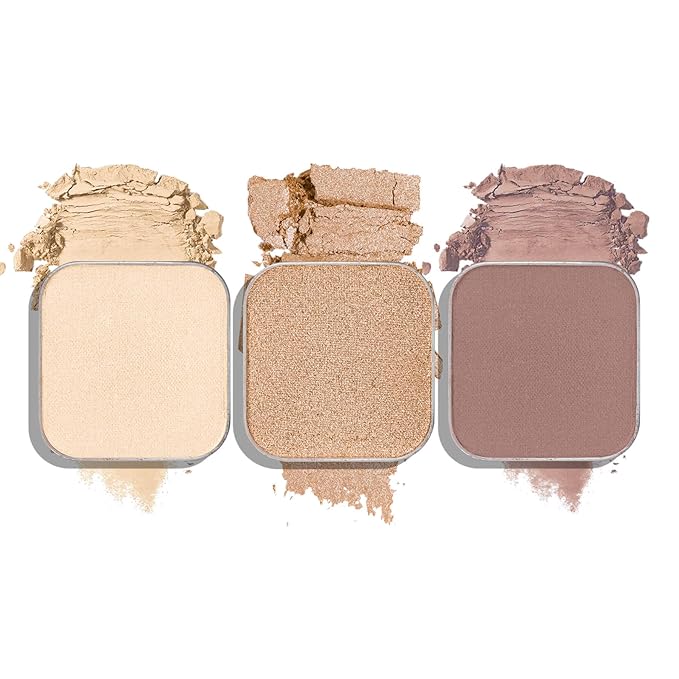 3-Color Magnetic Single Eyeshadow Set – Ivory, Champagne & Cool Brown, Matte & Shimmer, Highly Pigmented, Long-Lasting, Refill Pans, No Case, for Custom Magnetic Palettes