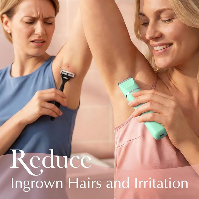 Bikini Trimmer for Women - Pubic Hair Trimmer for Women, Gentle Dual Head Electric Shaver for Private Area and Bikini Line, IPX7 Waterproof, Cordless Rechargeable, Self-Care Gifts for Her