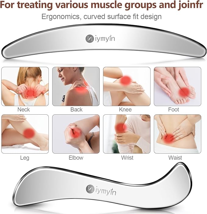 5-in-1 Stainless Steel Muscle & Fascia Scraper Tool Set, for Body Skin Massage and Sore Muscles, Myofascial, Iastm Tools, Soft Tissue Mobilization Tools, Full Body Gua Sha Kit, New Year Gift (5PCS)