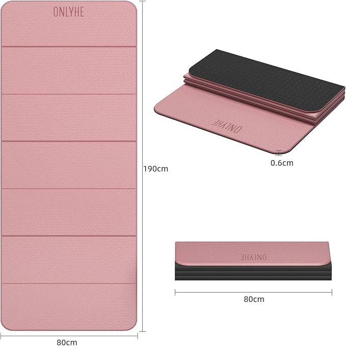 Foldable Yoga Mat 75"x31.5"x0.24" - Extra Large Lightweight TPE Exercise Mat, Double Non-Slip for Pilates, Home Workouts & Outdoor Use