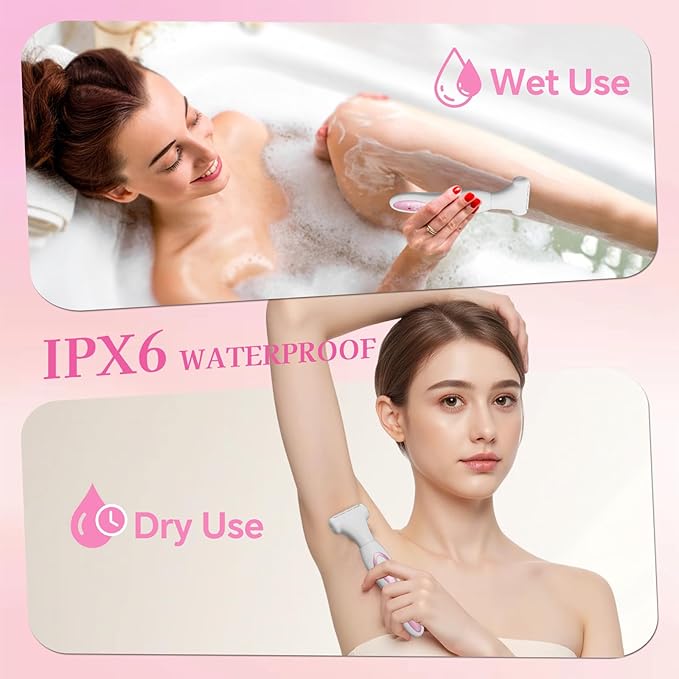Women‘s Electric Razor 4-in-1 - Painless Hair Removal for Bikini, Face, Body & Nose, Wet & Dry Shaver with LED Display, USB-C Fast Charging, IPX6 Waterproof, Travel Gift
