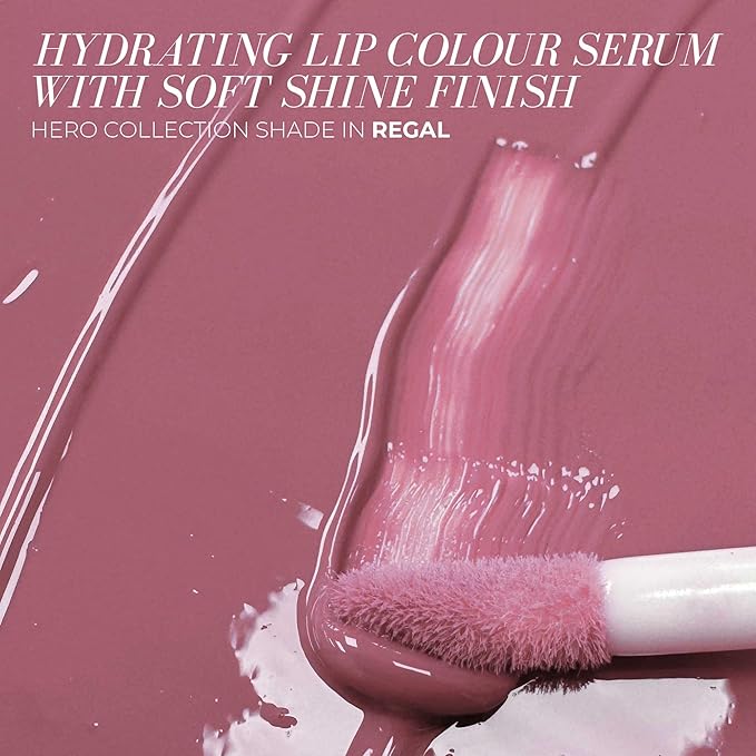 FITGLOW Beauty Lip Colour Serum | Hydrating Lip Gloss | Plumping Anti-Aging Lip Treatment | Natural Shine with Pomegranate Sterols & Collagen | Buildable Color for Dry Chapped Lips | Regal - 10g
