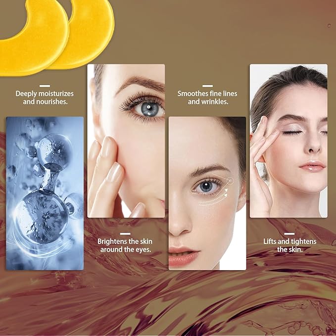 Blusheva Beauty Gold Under Eye Masks – 24 Pairs Collagen & Hydrating Gel Eye Patches for Dark Circles, Puffy Eyes, Fine Lines & Anti-Aging Skincare – Vegan, Cruelty-Free Self Care Essentials