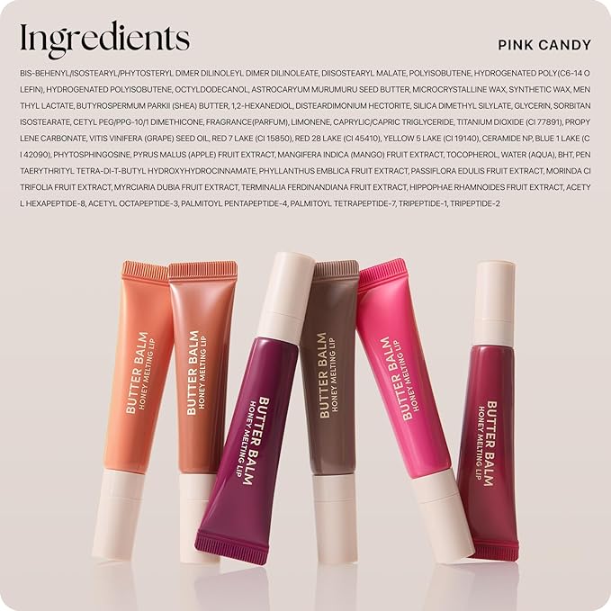 Nature Republic Honey Melting Lip Butter Balm – Moisturizing Tinted Plumping Lip Balm with Peptides, for Sheer & Glossy, Fuller-Looking Lips (Pink Candy)