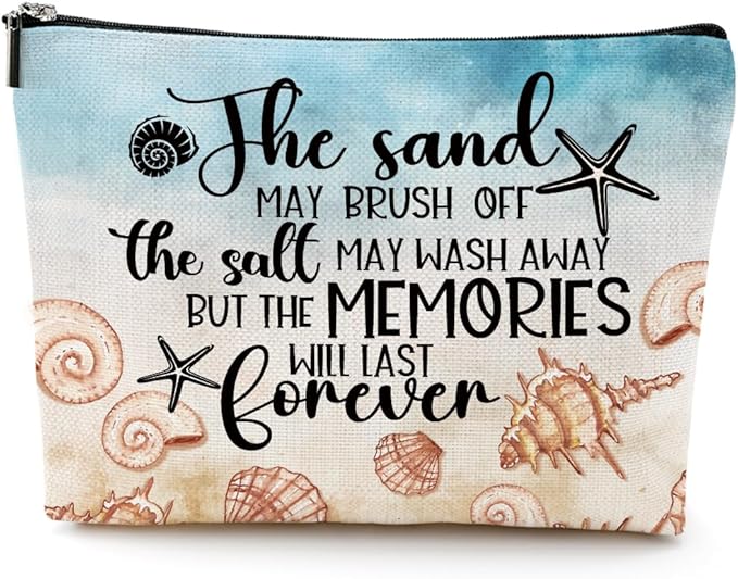 Funny Beach Gifts for Women Cosmetic Bag Travel Ocean Beach Vacation Essentials for Girls, Bestie, Mom, Summer Beaches Lover Makeup Bag Girls Trip Gifts Favors Stuff Birthday Christmas Graduation