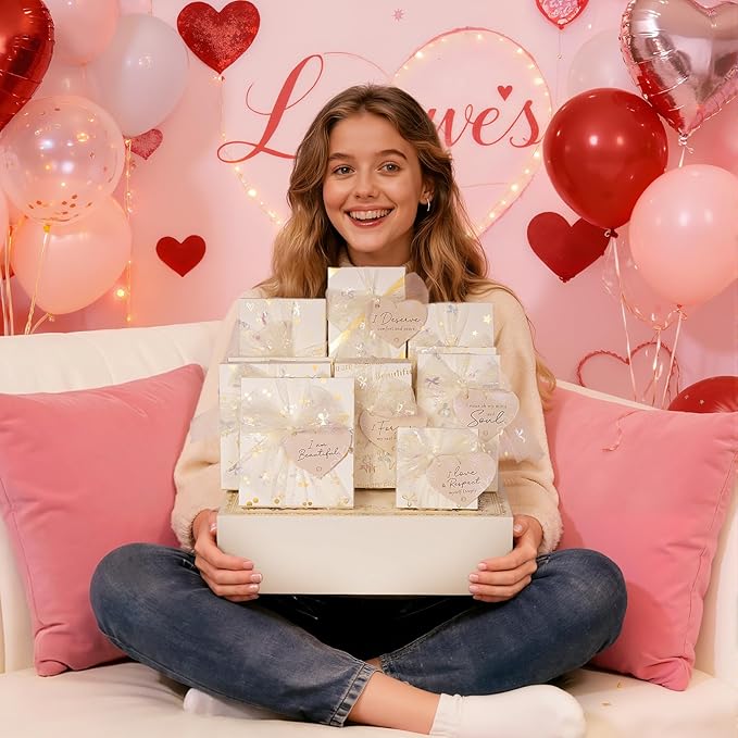 Teen Girl Gifts Trendy Stuff, 10 Positive Affirmation Cards & Empowering Challenges to Unlock 10 Wrapped Makeup Gift Set Motivational Birthday Valentines Day Gift Basket for Tween & Teenage Girls