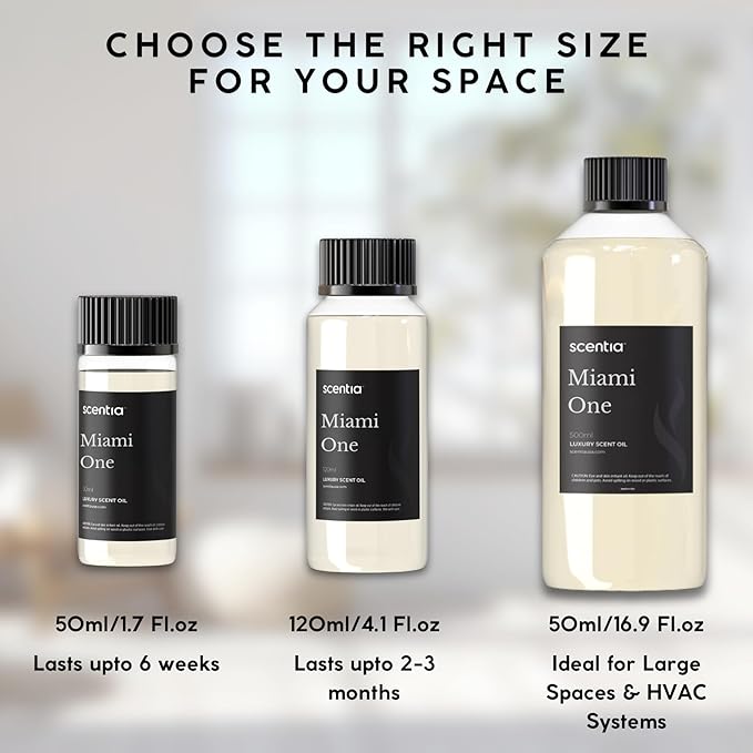 Scentia Miami One Luxury Diffuser Oil Inspired by The 1 Hotel Miami Beach- 50 ml 1.69 fl oz - Essential Oil Blend Sandalwood, Cedar & Lemon Notes for Aromatherapy Diffusers Humidifiers