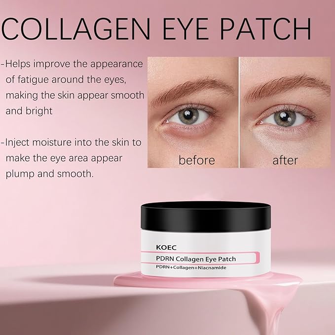 WOJJ Eye Patches, Specially Designed for Puffy Eyes and Dark Circles, Peptide Collagen Hydrogel Eye Masks, 60 Pieces, Skincare Product, Contains Caffeine and Niacinamide