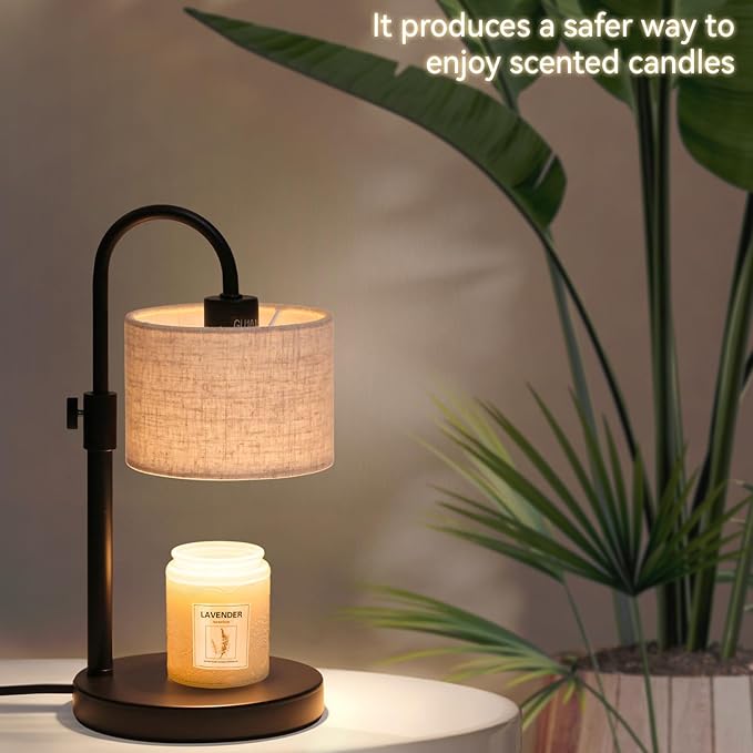 Candle Warmer Lamp with Timer, Dimmable Candle Wax Warmer Candle Lamp Warmer with 2 Bulbs, House Warming Gifts Christmas Gifts for Women Bedroom Home Decor (Linen-Upgraded)