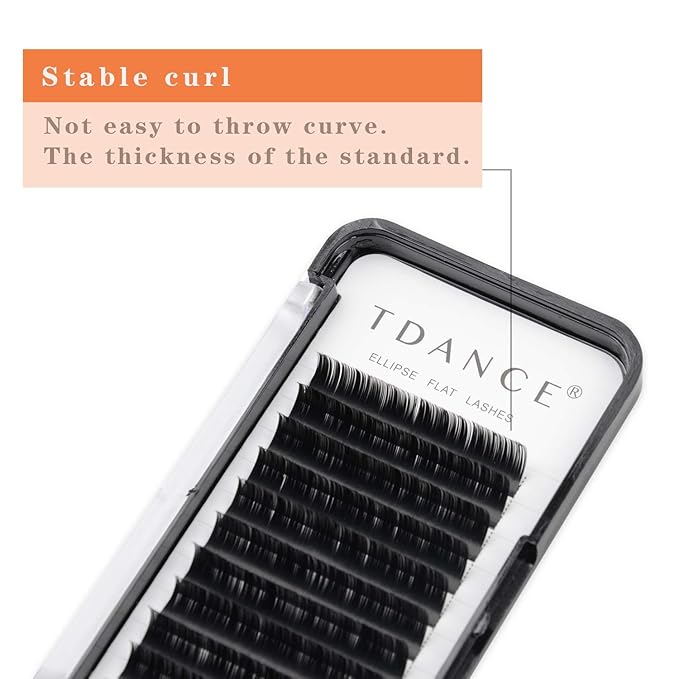 TDANCE Classic Lash Extensions Flat Lashes Eyelash Extensions 0.15mm CC Curl Ellipse Eyelash Extensions 8mm Mixed Black Matte Individual Lashes Salon Use(Flat,CC-0.15,8mm)