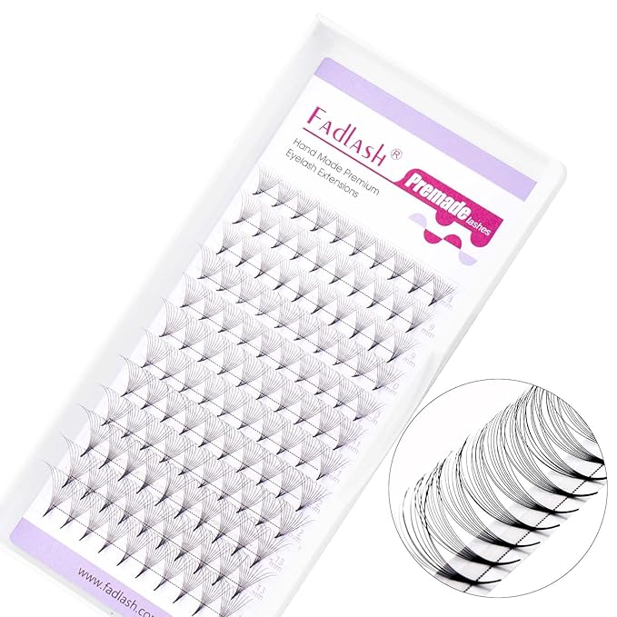 FADLASH Premade Fans Eyelash Extensions 10D 0.07 Volume Lash Fans C Curl 8-14mm Mixed Length Short Stem Handmade Volume Premade Lash Extensions Fans (10D-0.07-C-8-14mix)