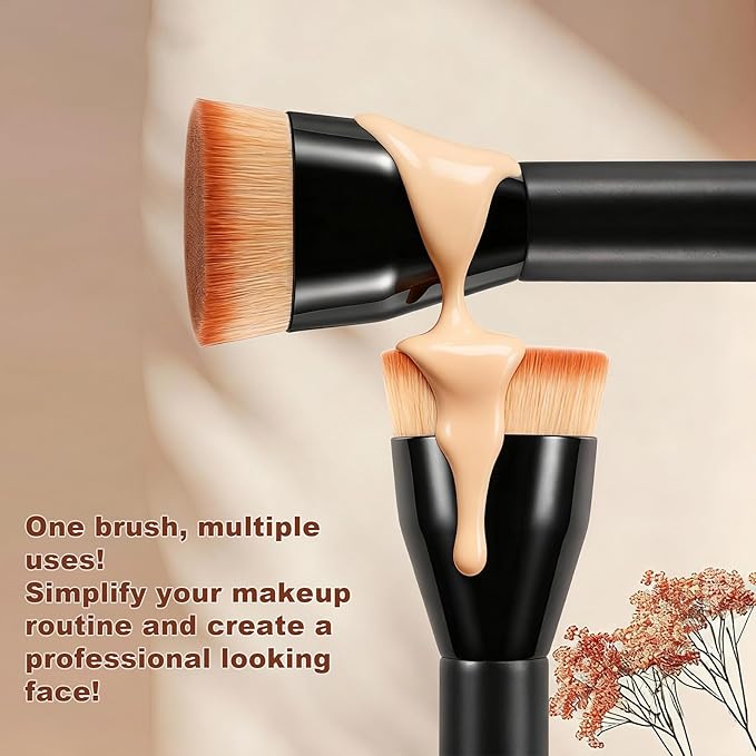 Flat Top Kabuki Foundation Brush,Professional Makeup Brush for Liquid Foundation,Make up Blending Brush for Liquid, Cream, and Powder(Black)