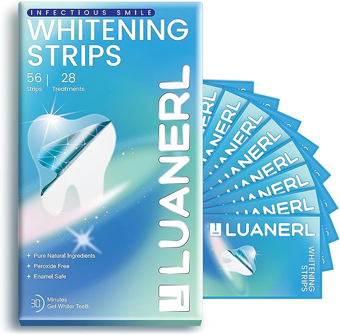 Teeth Whitening Strips 56 Strips (28 Treatments),Peroxide & Sensitivity Free,Enamel Safe with Soothing Natural Ingredients for Deep Stains Removal
