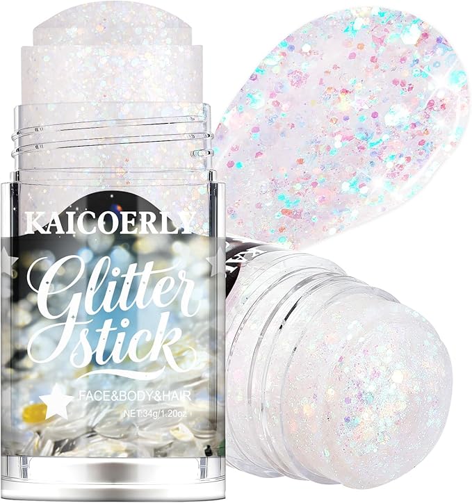 White Body Glitter Gel, Singer Concerts Music Festival Body Glitter for Face Body Hair, Chameleon Color Changing Glitter Sequins for Rave Party Mermaid Festival Accessories Shimmer Makeup #1