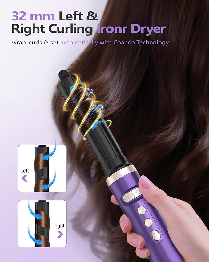 TASNEEM 7 in 1 Hot Air Styler with Auto-Wrap Curlers, Blow Dryer Brush, Ionic Hair Dryer, Straightener & Volumizing Brush, Styling Without Heat Damage, Travel Case, Frizz-Free Hair Styler