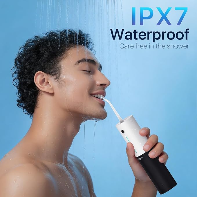 Bigsmile Water Flosser, Electric Oral Irrigator, USB Rechargeable, IPX7 Waterproof, Cordless Water Flosser, Effectively Maintain Oral Cleanliness and Health (Black and White)
