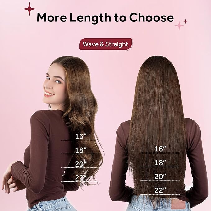 Clip in Hair Extensions Real Human Hair Chocolate Brown Seamless Clip In 100% Straight Remy Hair Extensions PU Skin Weft Add Volume for Women #4A 20Inch 120G 8PCS