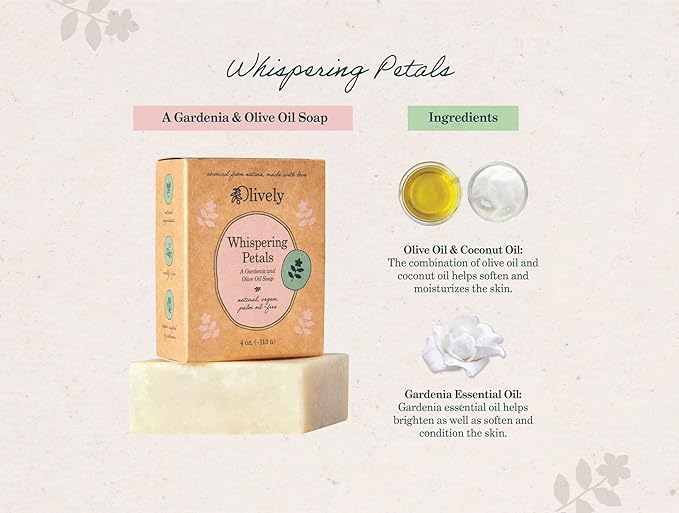 Olively Gardenia & Olive Oil soap - face and body - 100% Natural ingredients, chemical free