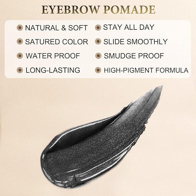 LAVONE Eyebrow Stamp Stencil Kit for Eyebrows, Brow Stamp Trio Kit with Waterproof Eyebrow Pencil, Eyebrow Pomade, 20 Eyebrow Stencils, Dual-ended Eyebrow Brush and Sponge Applicator - Black