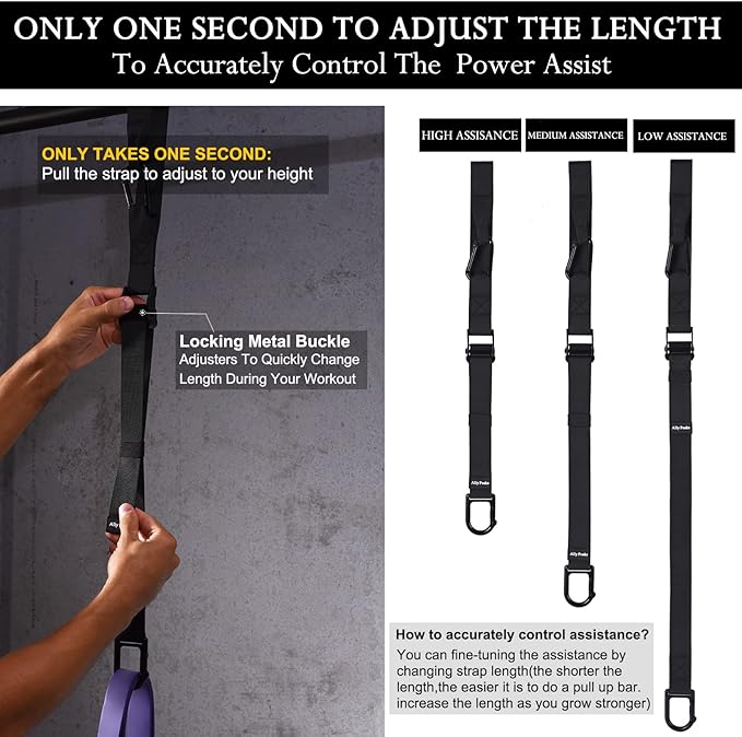 Ally Peaks Pull Up Assistance Bands，Heavy Duty Resistance Band for Pull Up Bar，Adjustable Weight/Size with Fabric Feet/Knee Rest Pull up bands,Up to 410lbs Assistance，resistance bands and assist bands