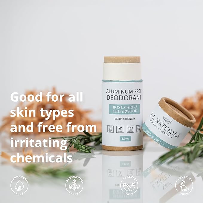 J&L Naturals Aluminum Free Deodorant for Men & Women | 100% Natural Ingredients With Coconut Oil, Shea Butter, & Essential Oils | Sustainable, Eco-Friendly (Woody & Spicy, 3.0 Oz (Pack of 4))