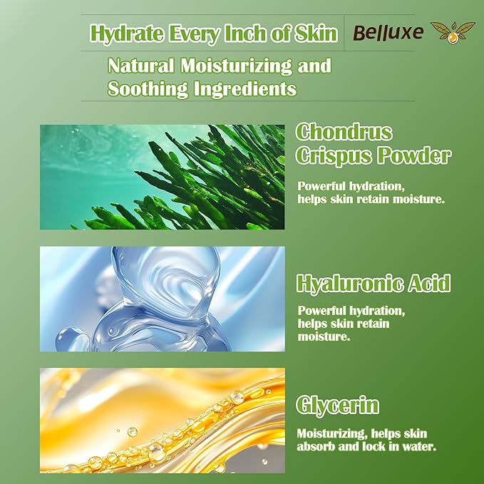 Belluxe Under Eye Patches - Hydrogel Eye Mask for Dark Circles & Puffy Eyes, Korean Collagen Eye Gel Patches with Seaweed, Intense Hydrating Care
