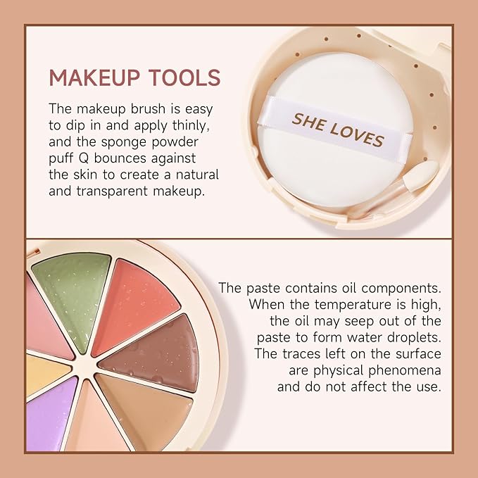 Foundation Concealer Palette with Makeup Sponges & Applicator, Pearl White