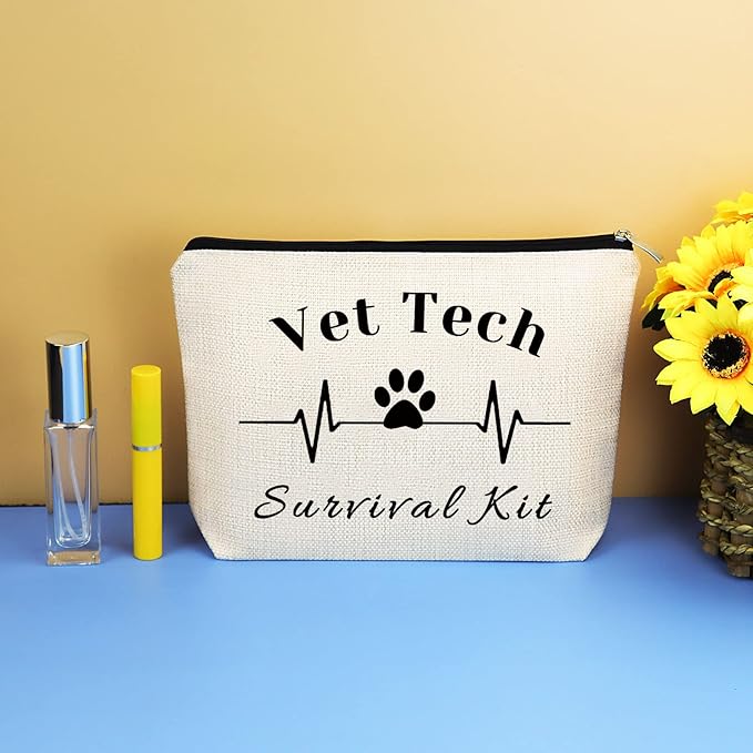 Vet Tech Gifts for Women Cosmetic Bag Veterinary Technician Veterinarian Gifts Makeup Bag Thank You Gift Birthday Graduation Gift for Vet Tech Veterinarian Medicine Student Travel Toiletry Bags