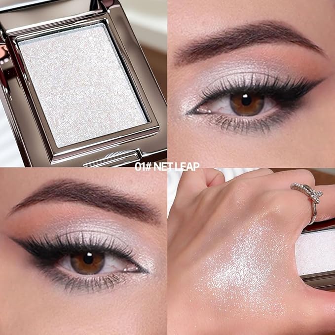 Matte Neutral Single Eye Shadow Palettes Eye Makeup, White Glitter Cream Eyeshadow Palette Makeup, High Pigment Waterproof Nudes Eye Shadow Palettes, For Older Women(01#, Pack of 1)