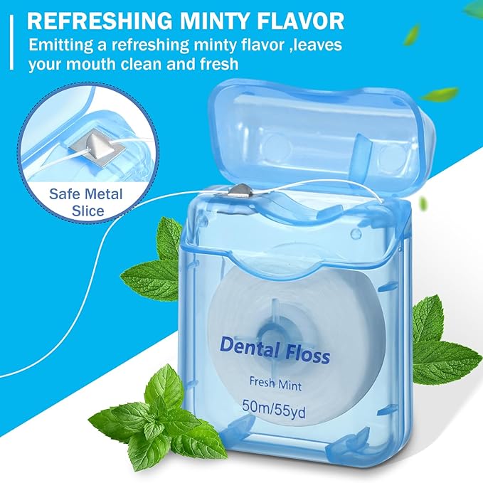 Mimorou 24 Pack Dental Floss Bulk Travel Mint Flavored 50m Each Travel Dental Floss Waxed for Teeth Oral Care and Gum Protection(Colorful)