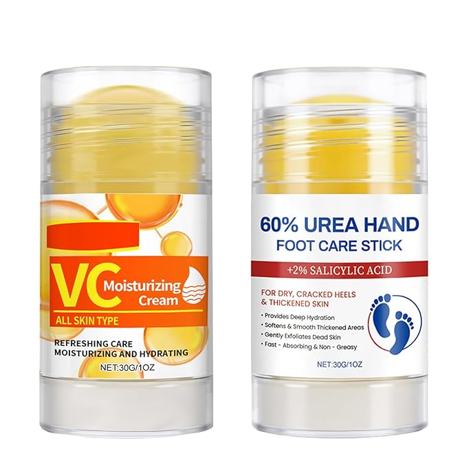 Feet Cream with 60% Urea+2% Salicylic Acid, Anti-Cracking Moisturizer Foot Cream, Foot Lotion Stick for Heels, Dry Hands & Rough Knees, Exfoliating Dead Skin, Repairs and Hydrates Feet, 2 PCS