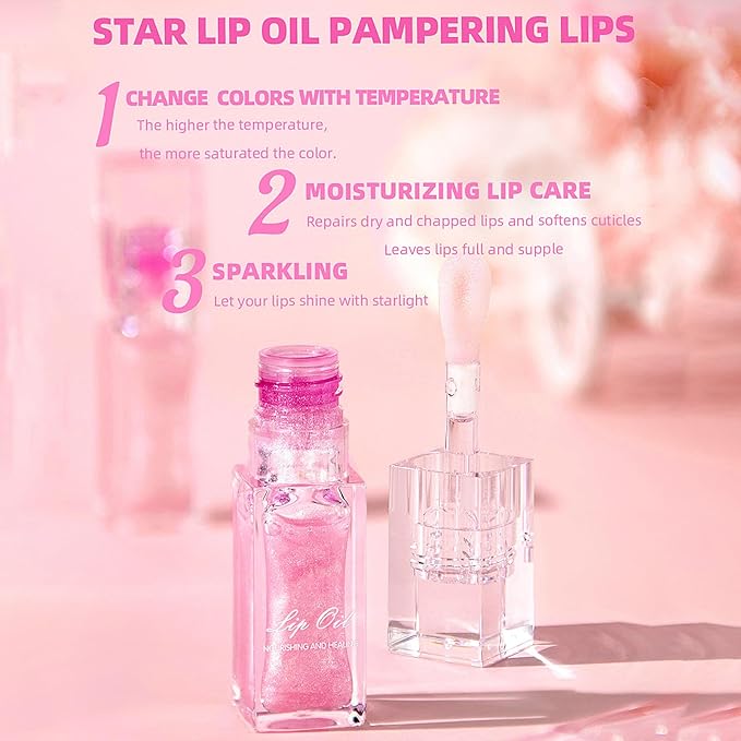 2Pcs Magic Color Changing Lip Oil Moisturizing Big Magic