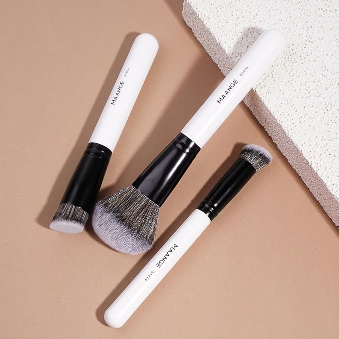 MAANGE 3 PCS Foundation Contour Conceal Brush Set, Makeup Brushes, Women‘s Blending Brushes, Professional Face Brush Set Tools,for Blending Setting Buffing with Liquid, Cream and Powder Cosmetic
