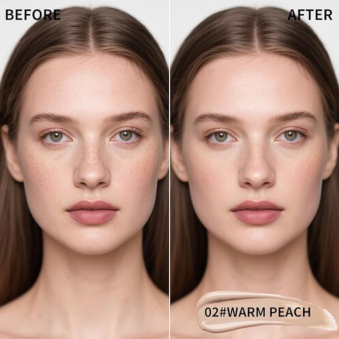 2 Pcs Liquid Concealer Makeup, Eye Concealer, Full Coverage Concealer For Dark Circle Reduces Look of Fine Lines & Blemishes, Buildable Coverage (WARM PEACH)