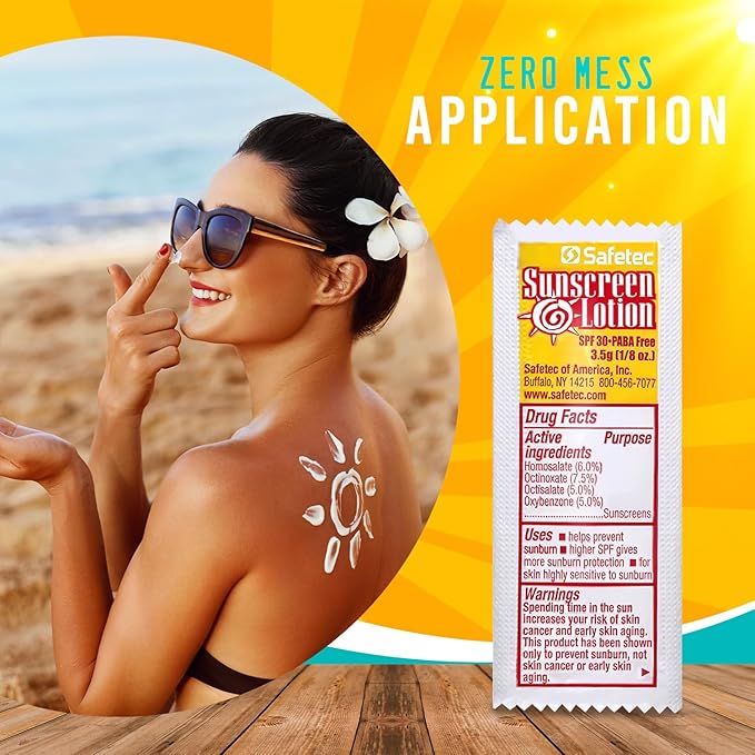 Sunscreen Lotion, SPF30 Protection and PABA Free, Individual Packets of Sunscreens (Pack of 1000) – Travel Size Sun Screen for Outdoors, Bundled with reclosable Homesphere bag