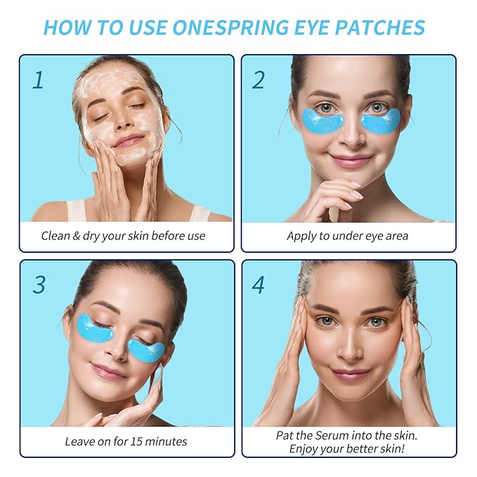 Onespring Eye Masks, Under Eye Patches for Puffiness, Retinol Collagen Eye Gel Pads, Reduce Wrinkles, Eye Bags & Dark circles - Face Mask Skincare, Anti Aging & Moisturizer, 24 Pairs